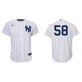 Youth New York Yankees Wandy Peralta White Navy Replica Home Jersey