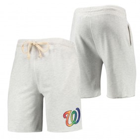 Washington Nationals Concepts Sport Oatmeal Mainstream Logo Terry Tri-Blend Shorts