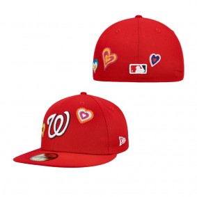 Men's Washington Nationals Red Chain Stitch Heart 59FIFTY Fitted Hat