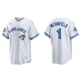 Whit Merrifield Toronto Blue Jays White 1992 World Series Patch 30th Anniversary Cooperstown Collection Jersey