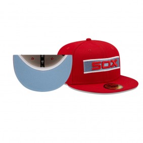 Chicago White Sox 75 Years at Comiskey Park Scarlet Blue Undervisor 59FIFTY Hat