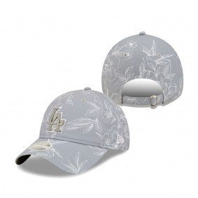 Women's Los Angeles Dodgers New Era Gray Botanic 9TWENTY Adjustable Hat