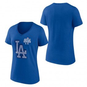 Women's Los Angeles Dodgers Royal 2024 MLB World Tour Seoul Series V-Neck T-Shirt