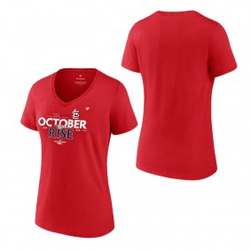 Women's St. Louis Cardinals Red 2022 Postseason Locker Room V-Neck T-Shirt