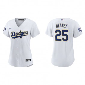 Women's Andrew Heaney Los Angeles Dodgers White Gold 2021 City Connect Replica Jersey