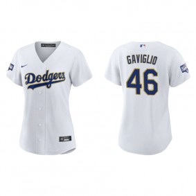 Women's Sam Gaviglio Los Angeles Dodgers White Gold 2021 City Connect Replica Jersey