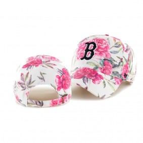 Women's Boston Red Sox Peony Print White Clean Up Adjustable Hat