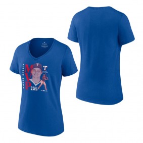 Women's Texas Rangers Corey Seager Fanatics Branded Royal 2023 World Series Champions MVP V-Neck T-Shirt