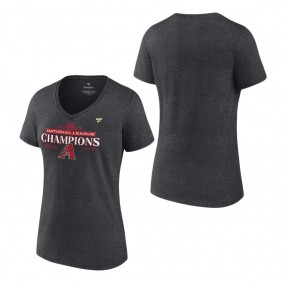 Women's Arizona Diamondbacks Fanatics Branded Heather Charcoal 2023 National League Champions Locker Room V-Neck T-Shirt