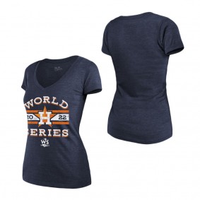 Women's Houston Astros Navy 2022 World Series Modest V-Neck T-Shirt