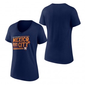 Women's Houston Astros Navy 2024 MLB World Tour Mexico City Series V-Neck T-Shirt