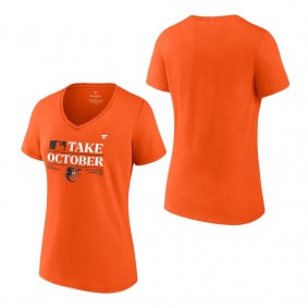 Women's Baltimore Orioles Fanatics Branded Orange 2023 Postseason Locker Room V-Neck T-Shirt