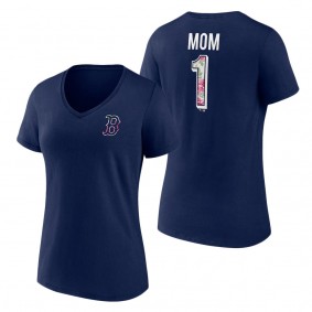 Women's Boston Red Sox Fanatics Branded Navy Team Mother's Day V-Neck T-Shirt
