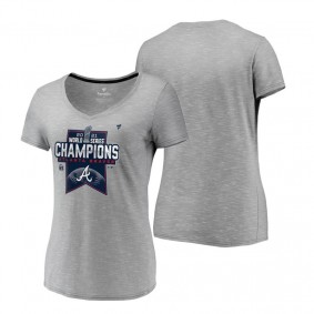 Women's Atlanta Braves Heathered Gray 2021 World Series Champions Locker Room V-Neck T-Shirt