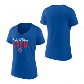 Women's Chicago Cubs Fanatics Branded Royal Best Mom Ever V-Neck T-Shirt