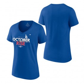 Women's Los Angeles Dodgers Royal 2022 Postseason Locker Room V-Neck T-Shirt