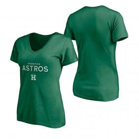 Women's Houston Astros Fanatics Branded Kelly Green St. Patrick's Day Team Celtic Knot V-Neck T-Shirt