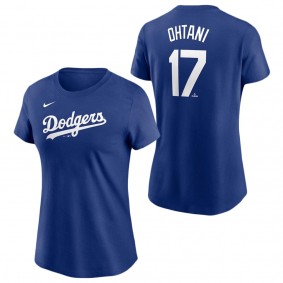 Women's Los Angeles Dodgers Shohei Ohtani Royal 2024 Fuse Name & Number T-Shirt