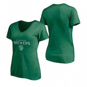 Women's Milwaukee Brewers Fanatics Branded Kelly Green St. Patrick's Day Team Celtic Knot V-Neck T-Shirt