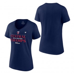 Women's Minnesota Twins Fanatics Branded Navy 2023 AL Central Division Champions Locker Room V-Neck T-Shirt