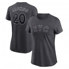 Women's New York Mets Pete Alonso Graphite 2024 City Connect Fuse Name & Number T-Shirt