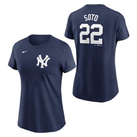 Women's New York Yankees Juan Soto Navy 2024 Fuse Name & Number T-Shirt