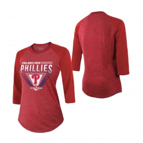 Women's Philadelphia Phillies Red 2022 World Series Length Raglan Sleeve T-Shirt
