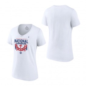 Women's Philadelphia Phillies White 2022 National League Champions Locker Room Plus Size V-Neck T-Shirt