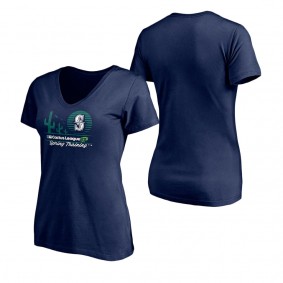 Women's Seattle Mariners Fanatics Branded Navy 2022 MLB Spring Training Cactus League Horizon Line V-Neck T-Shirt