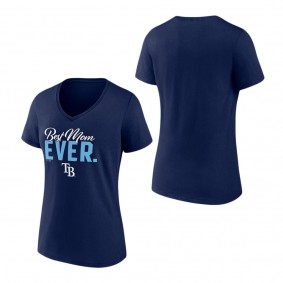 Women's Tampa Bay Rays Fanatics Branded Navy Best Mom Ever V-Neck T-Shirt