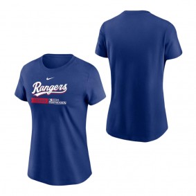 Women's Texas Rangers Nike Royal 2023 Postseason Authentic Collection Dugout T-Shirt