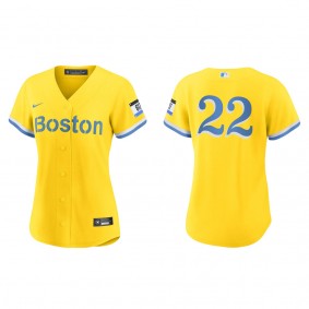 Women's Red Sox Tommy Pham Gold Light Blue City Connect Replica Jersey