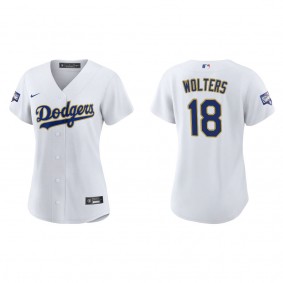 Women's Los Angeles Dodgers Tony Wolters White Gold Gold Program Replica Jersey