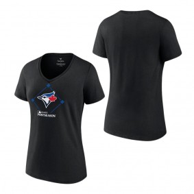 Women's Toronto Blue Jays Fanatics Branded Black 2023 Postseason Around the Horn V-Neck T-Shirt