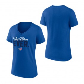 Women's Toronto Blue Jays Fanatics Branded Royal Best Mom Ever V-Neck T-Shirt