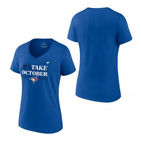 Women's Toronto Blue Jays Fanatics Branded Royal 2023 Postseason Locker Room V-Neck T-Shirt