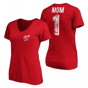 Women's Washington Nationals Fanatics Branded Red Mother's Day Logo V-Neck T-Shirt