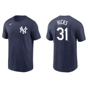 Men's New York Yankees Aaron Hicks Navy Name & Number Nike T-Shirt