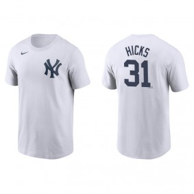 Men's New York Yankees Aaron Hicks White Name & Number Nike T-Shirt