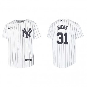 Youth New York Yankees Aaron Hicks White Replica Home Jersey