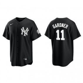 Men's New York Yankees Brett Gardner Black White Replica Official Jersey