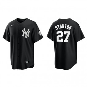 Men's New York Yankees Giancarlo Stanton Black White Replica Official Jersey