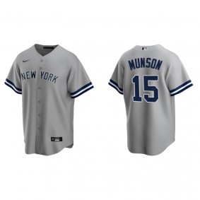 Men's New York Yankees Thurman Munson Gray Replica Road Jersey