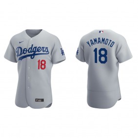 Men's Los Angeles Dodgers Yoshinobu Yamamoto Gray Alternate Authentic Jersey