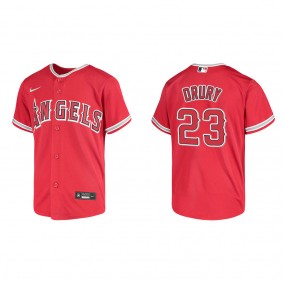 Youth Brandon Drury Los Angeles Angels Red Replica Jersey