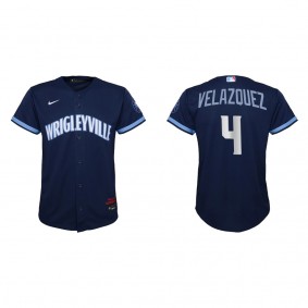 Youth Nelson Velazquez Chicago Cubs Navy City Connect Replica Jersey