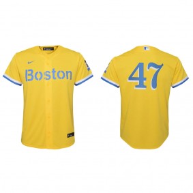 Youth Boston Red Sox Chris Martin Gold Light Blue City Connect Replica Jersey