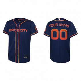 Youth Houston Astros Custom Navy 2022 City Connect Replica Jersey