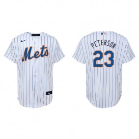 Youth New York Mets David Peterson White Replica Home Jersey