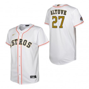 Youth Houston Astros Jose Altuve White Gold 2023 Gold Collection Replica Player Jersey